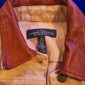 Vintage Ralph Lauren Jean Jacket with Leather Collar Unisex